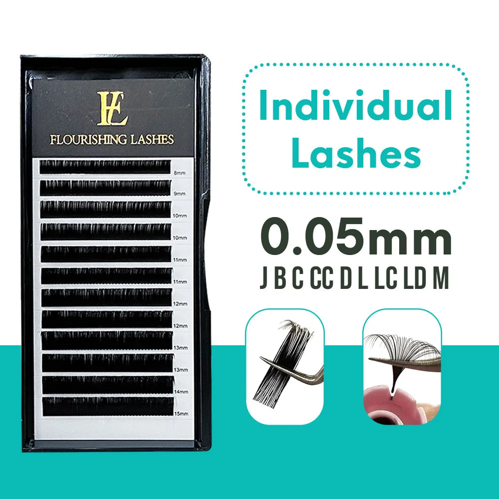 Wholesale 0.05mm C D Curl Individual Eyelash Extension Trays 8-18mm Lash Vendor Factory Supplies Professional PBT Fiber Matte