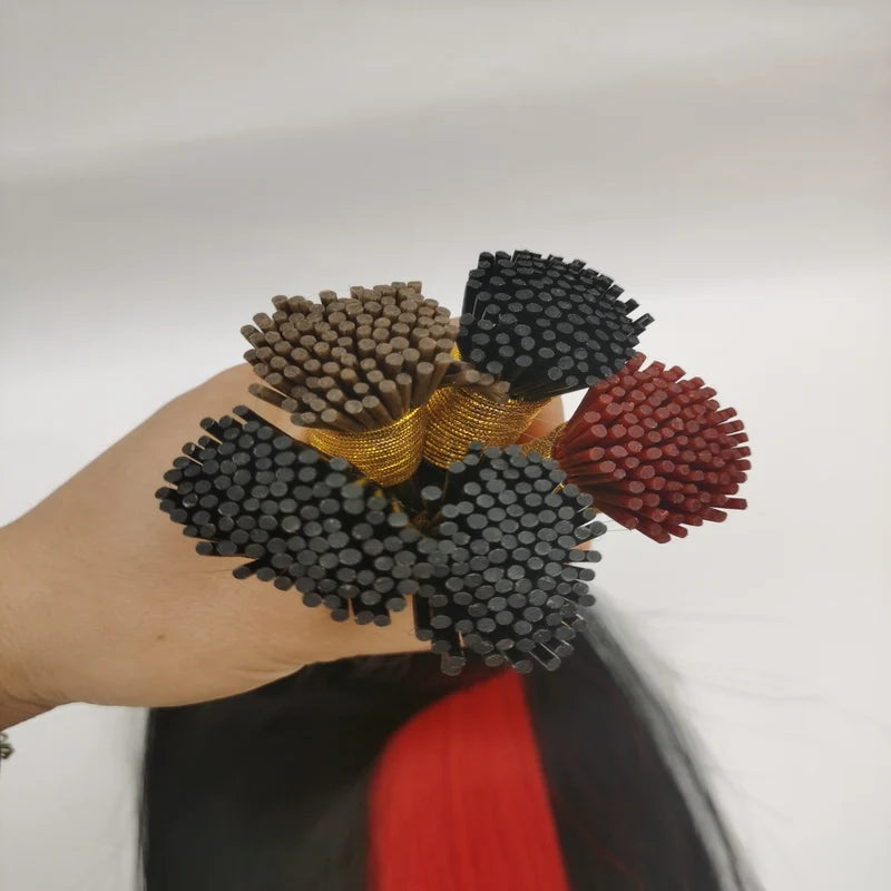 Wholesale Chinese Invisible Remy Hair Extensions Double Drawn Ombre Tape-In Keratin Stick I-Tip Human Hair 20-Inch Dyed Silky