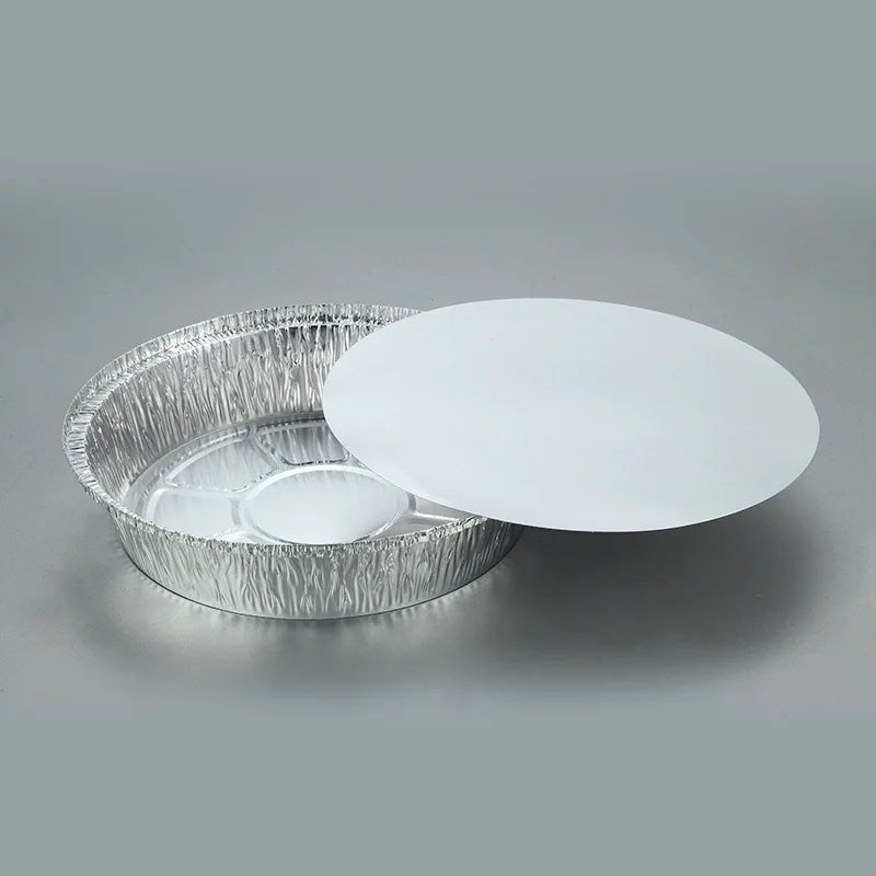 Food Pack Containers Round Cooking Liners Aluminum Pans Tin Foil Plates 9 Inch with clear Lid