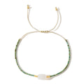 Go2boho Unisex Vintage Posimia Wind Bracelet White Jade Semi-Precious Stone Cylinder Glass Beads Ball Shape for Parties
