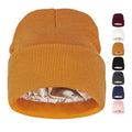 Unisex Custom Embroidery Branded Logo Acrylic Cuffed Beanie Hat With Satin Lining