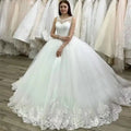 Sweet Bride Sleeveless Pure White Lace Embroidery Train Wedding Dress