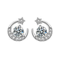 XEA015 Fashion 925 Sterling Silver Luxury Moon Star Fine Jewelry Dainty 0.5Ct Moissanite Stud Earrings for Women