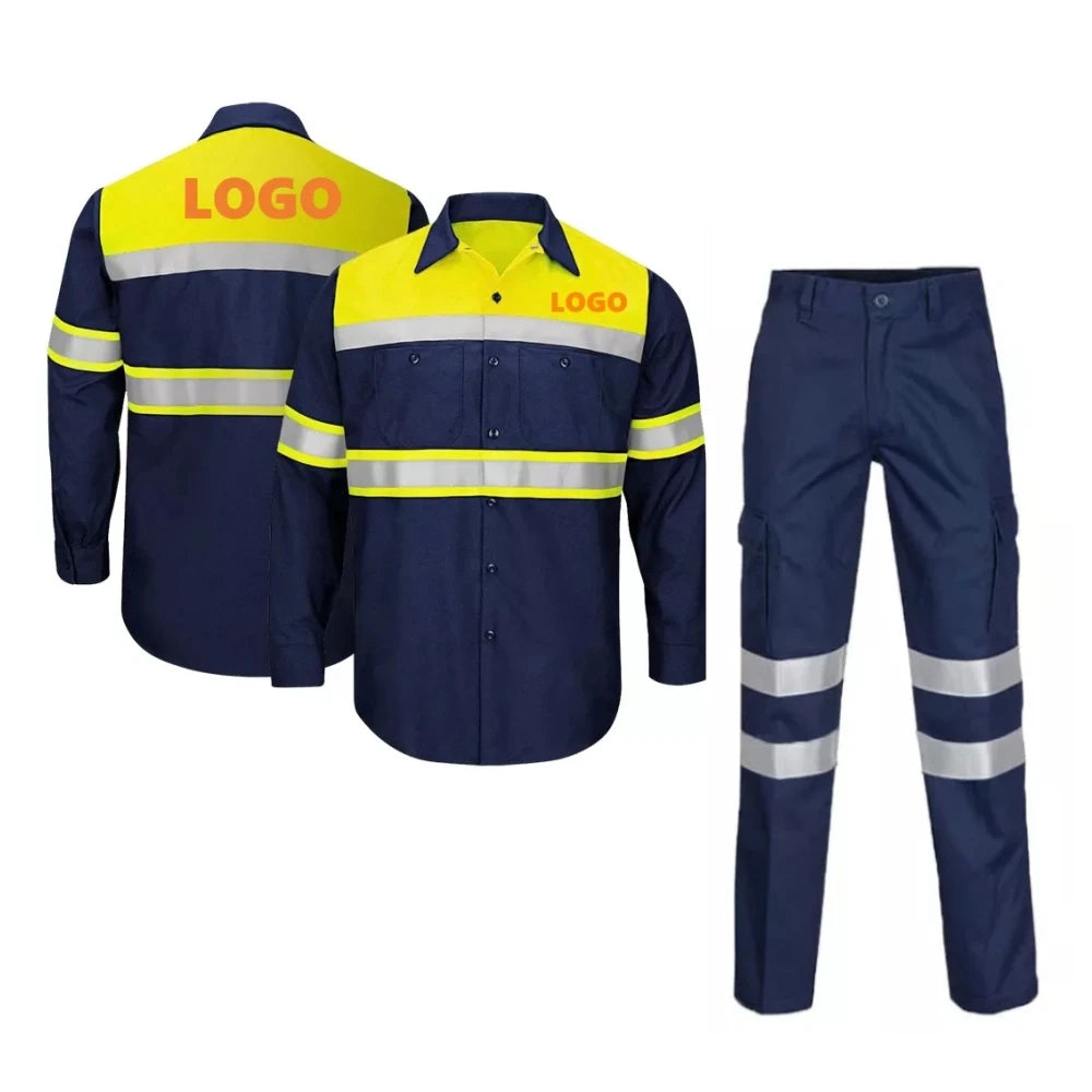 100% Cotton Visibility Hi Vis Work Safety Reflective Clothing Working Clothes for Men Safety Overalls Workwear