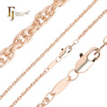 FJ Fallon Fashion Jewelry Classic Rope Chain Plated in Rose Gold Brass Based