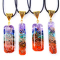 Vintage 7 Chakra Healing Pendant Natural Crystal Reiki Energy Stone with Cross Theme for Children's Necklace Jewelry