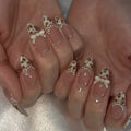 New Year White French Tips Toenail Press Ons Square for Women Fit Perfectly Press on Toe Nails with Glue