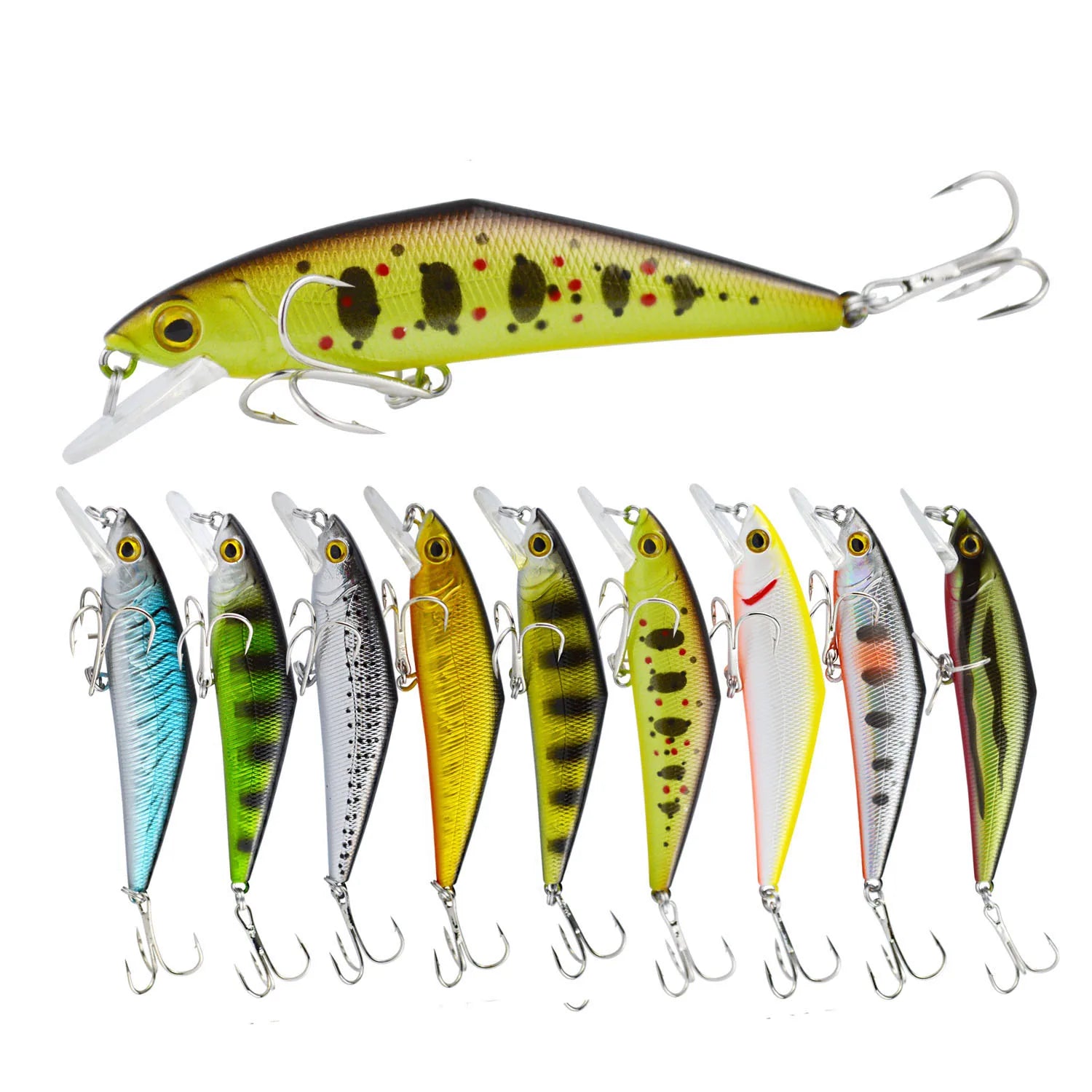Wholesale Trout Bait 50mm 63mm 72mm 85mm Floating Minnow Fishing Lure Lifelike Plastic Hard Bait Carp Fishing Wobbler Crankbaits