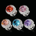 Wholesale Brass Fashion Bird's Nest Cut Colored Zircon Ring Set for Wedding