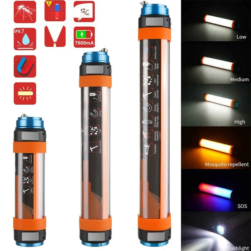 3W 5W 7W USB Rechargeable LED Flashlight Outdoor Lamps 6 Mode Magnetic Lantern Camping Light