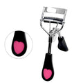 Private Label Peach Heart Handle Carbon Steel Makeup Eyelash Tweezers Tools Women Black Eyelash Curler