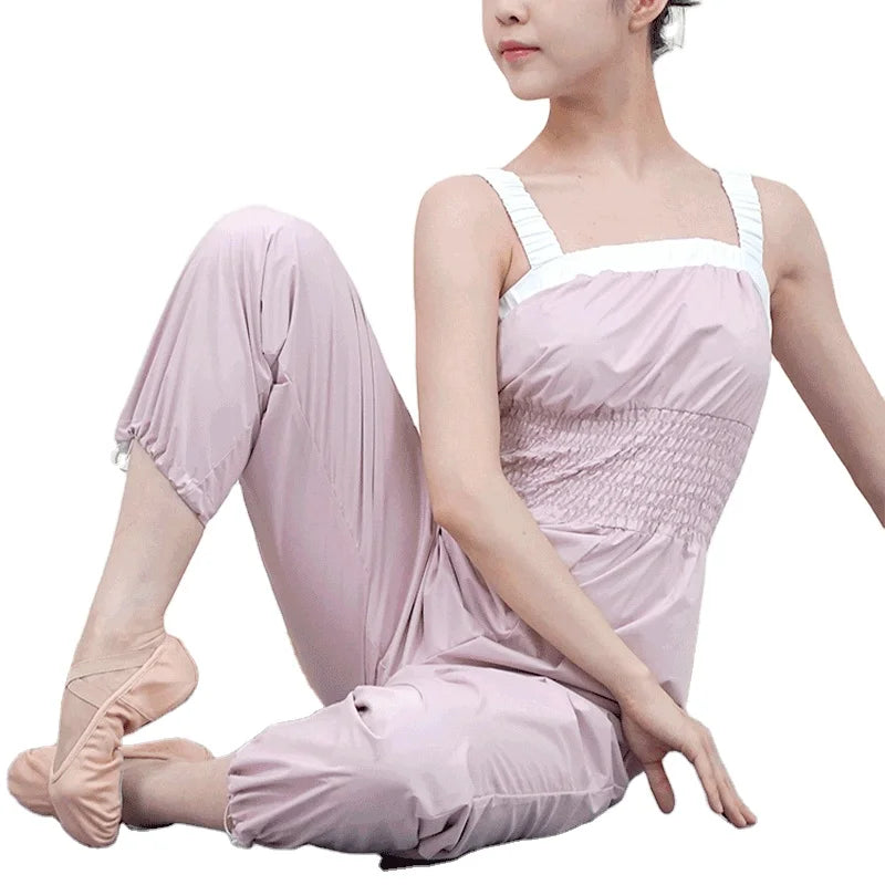 Ballet Hot Suit Adult Sweat Jumpsuit Polyester Pink Training