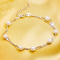 Simple Mother of Pearl Bead With 925 Sterling Silver Chain Lobster Clasp Handmade Piece Bracelet Jewelry for Women Accessories