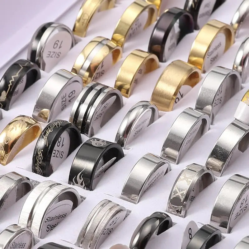 Mix Designs Fashion Simple Stainless Steel Rings for Men Women Mix Style Party Gifts Jewelry Accessories