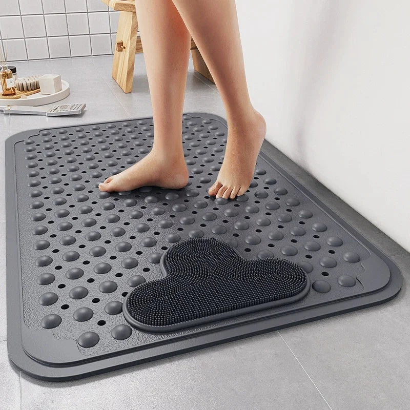 Environmentally Friendly TPE Anti-Slip Bath Mat Anti-Fall Foot Mat for Children Shower Room Solid Pattern