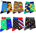 1 Pair Casual Matching Socks Men's Different Design Combinations Fries Pizza Pineapple Funny Cotton Crew Colorful Funny Socks