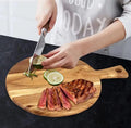 Acacia Wood Cutting Board with Handle for Serving & Chopping Food Pizza Plate Chopping Board Wooden Board for Serving