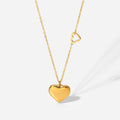 Cute 18K Gold Plated Stainless Steel Double Heart Pendant Necklace Women's Love Pendant Waterproof Necklace