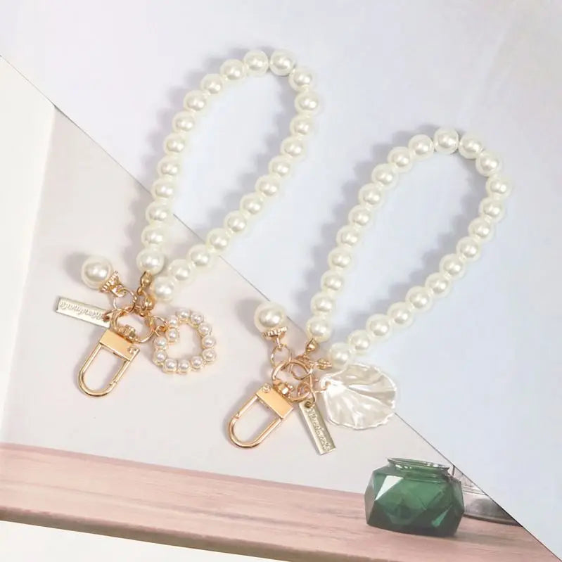 Fashion Love Shell Keychain Women's Bag Accessories Small Gift White Pearl Key Chain With Pendant