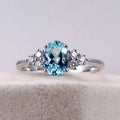 Messi Jewelry  MSR-1087 9K Gold Lab Aquamarine Fine Jewelry Rings for Women