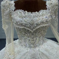 Backless Square Neck Beaded Sequin Long Sleeve Wedding Dress Fashion Jancember Lace Wed Gown Mn146