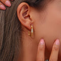 Waterproof Gold Plated CZ U Shape Hoop Earring Stainless Steel None Tarnished Jewelry U Shaped Zircon Earrings for Women