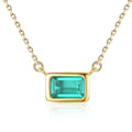 Wholesale 925 Sterling Silver Trendy Pendant Necklace Charm Gold Chain Square Green Zircon Popular Designs for Women Gift