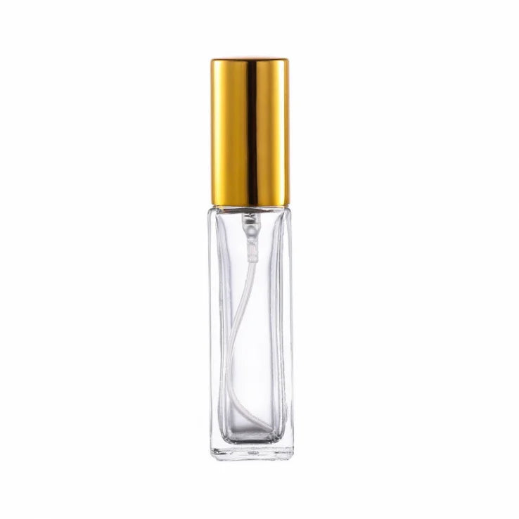 10ml Silver Black Gold Aluminum Cover Rectangle Empty Glass Perfume Bottle for Skincare Cosmetic Packaging