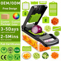 OEM/ODM Multifunctional Food Choppers Vegetable& Fruit Potato Tools Cutter Slicer  with 8 Blades Colander Basket for Salad