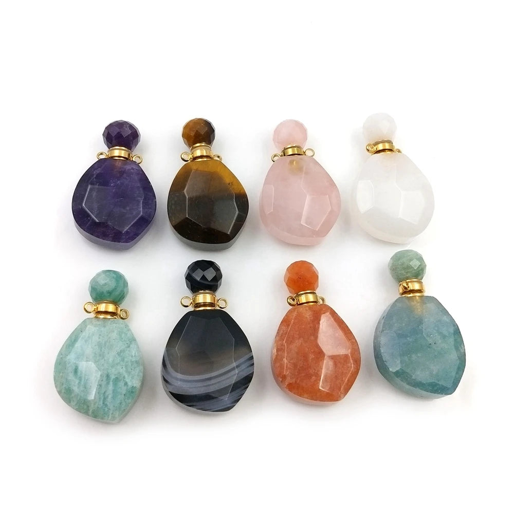 Wholesale Ladies Jewelry Necklace Natural Black Gemstone Amethyst Agate Crystal Quartz Essential Pendant Fashion Pendants Charms