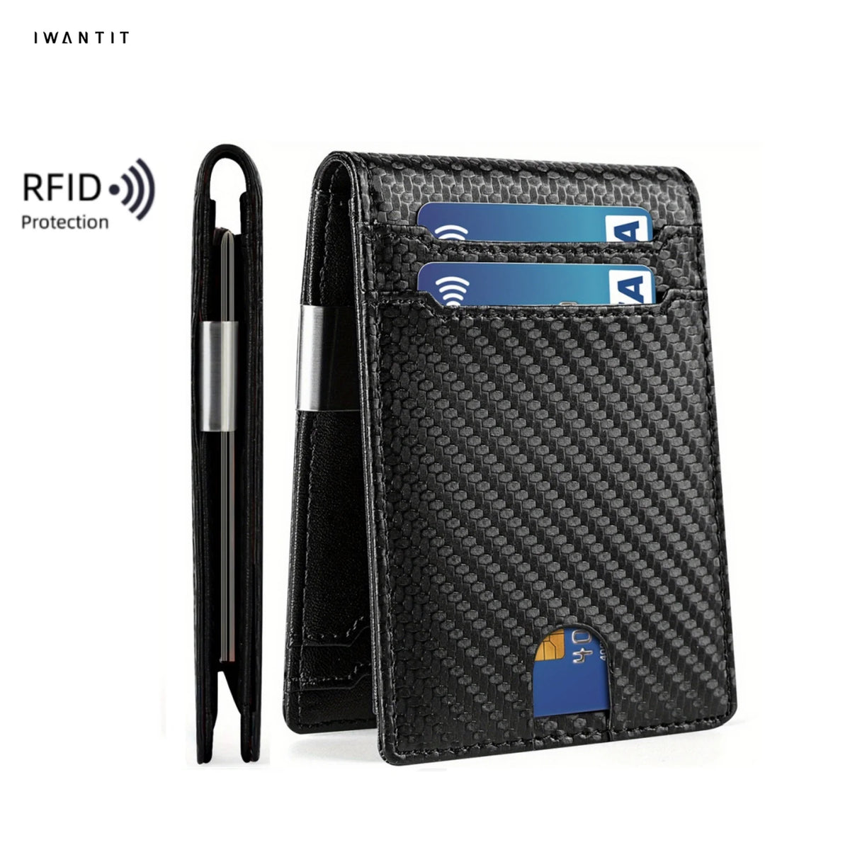 Hot New Men's Custom Color Iron Edge Wallet Young Men's Horizontal Vertical Money Clip Trend Card Bag Bifold Carbon Fiber Walle MegaBDM