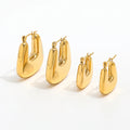 18K Gold Plated Tarnish & Waterproof Chunky Geometric Hollow U Hoop Earring Stainless Steel Fashion Jewelry