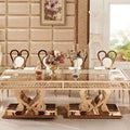 Luxury Wedding Dining Tables Sets Gold Metal Stainless Steel Frame Marble Stone Rectangular Table Modern Dining Room Furniture