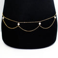 18K Gold Plated Stainless Steel Body Chain Vintage Imitation Pearl Multilayer Wave Waist Chain Sexy Belly Button Chain-for Gift