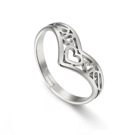 Fashion Hollow Heart Ring Resizable Gold Color Stainless Steel Finger Rings Jewelry Anniversary Holiday Gift for Women Girl