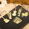 Cute Gold Metal Fashion Music Musical Instrument Piano Guitar Accordion Harp Bookmark for Book Creative Gift Korean Stationery