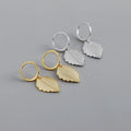 Light Luxury Fine Jewelry Gold Silver Leaf Pendant Earrings Wholesale Women Hoop Drop Earrings