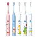 Rechargeable IPX7 Waterproof 5 Cleaning Modes Silicone Bristles for 3-15 Year Children's Electric Toothbrush