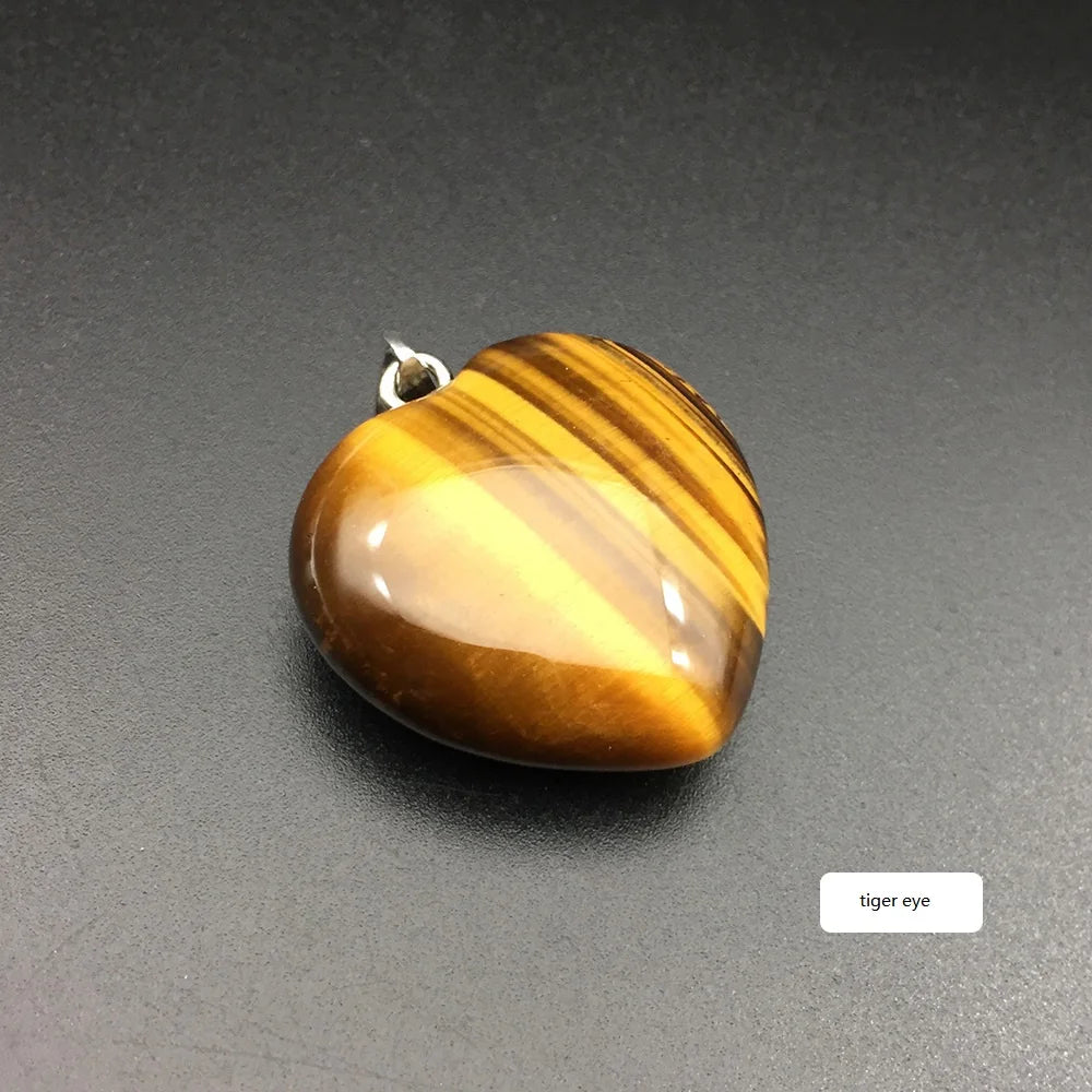 HZ Natural Yellow tiger Eye Stone Heart Shape Tini Pendant Jade Pendant Jewelry Ornament Necklace Gift