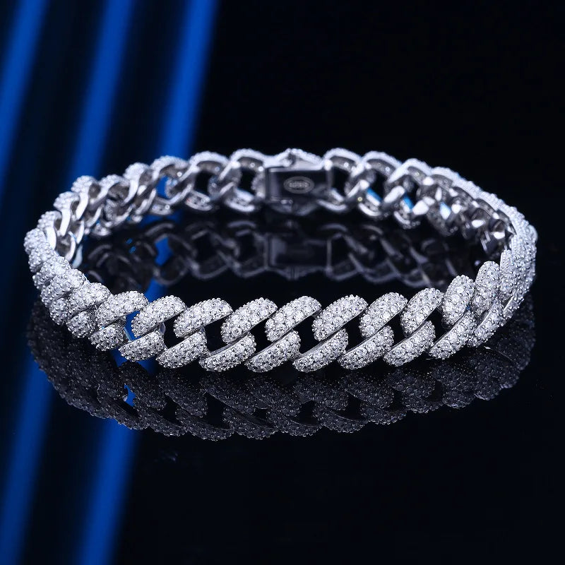 Factory Price Genuine Solid 925 Sterling Silver Cuban Chain Bracelet