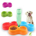 2 in 1 Durable Smart Pet Automatic Drinking Dispenser Dog Drinker Cat Food Eating Feeding Bowls Feeder with Water Bottle Hole