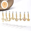 Hengsen 1.6X10mm Reverse Clicker Belly Button Ring Heart Moon Butterfly Lobe Earring Crystal Charm Dangle Navel Piercing Jewelry