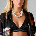 2Pcs/Set Exaggerated Large Pearl Beaded Chain Choker Necklace for Women Trendy Ladies Wedding Collar Accessories Fashion Jewelry MegaBDM