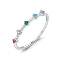 Colorful baguette Heart Birthstone Eternity Band Ring 925 Sterling Silver Gold Vermeil Rhodium Plated Personalized rainbow Party