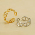 French Vintage Women's Stainless Steel Adjustable Opening Hollow Ring Geometric Circle Open Jewelry Party Engagement Inlay