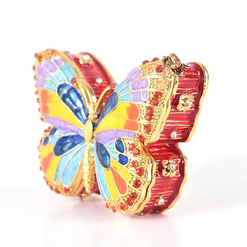 Enamel-plated Animal Metal Handicraft Ornament Storage Box Creative Home Decoration Butterfly Ornament Gift for Girls