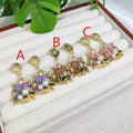 Fashion New Design Monet's Garden Enamel Drop Oil Jewelry 18K Gold Plated Gemstone Pearl Earrings Flowers Stud Earrings for Sale