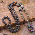 Designer Boho Style Mala Necklace with Rainbow AB Crystal Pendant Titanium Coated Healing Necklaces for Wedding Party and Gift