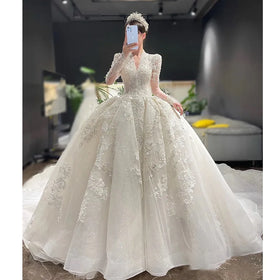 S0230H 2026 New Luxury High Neck Temperament Heavy Industry Beads Diamond Trailing Wedding Dress