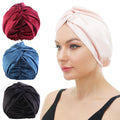 Double Layer Sided Pre Tied Twisted Turban Elastic Hair Care Head Wrap Night Cap Silk Satin Bonnet for Women